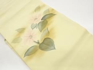 塩瀬手描き金彩椿模様刺繍名古屋帯